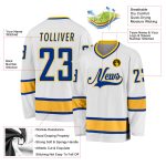 Custom Royal-Gold Hockey Jersey with Name and Number - Personalized White Team Jersey Personalized White Royal-Gold Hockey