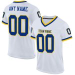 Custom Personalized Throwback Football Jersey with Royal-Gold Mesh - Authentic Team Name & Number Personalized White Royal-Gold