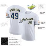 Custom Team Name and Number Performance T-Shirt - Personalized White Royal-Gold Apparel Personalized White Royal-Gold Performance