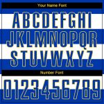 Custom Uruguayan Flag Soccer Jersey with Personalized Name and Number - White Royal-Gold Team Uniform Personalized White