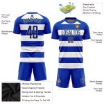 Custom Uruguayan Flag Soccer Jersey with Personalized Name and Number - White Royal-Gold Team Uniform Personalized White
