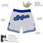 Custom Team Name and Number White Gray Authentic Basketball Shorts - Personalized Throwback Design Personalized White Royal-Gray