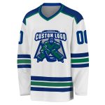 Personalized Hockey Jersey in White and Royal Kelly Green - Custom Team Apparel Personalized White Royal-Kelly Green Hockey