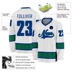 Custom Name and Number Hockey Jersey in White and Royal Kelly Green - Personalized Team Jersey Personalized White Royal-Kelly