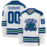 Personalized Hockey Jersey in White and Royal Kelly Green - Custom Team Apparel Personalized White Royal-Kelly Green Hockey