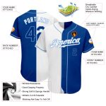 Custom Name and Number Personalized White Light Blue Split Baseball Jersey - Authentic Team Fashion Jersey Personalized White