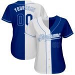 Custom Name and Number Personalized White Light Blue Split Baseball Jersey - Authentic Team Fashion Jersey Personalized White