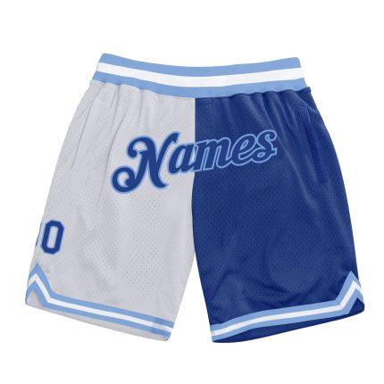 Custom Royal-Light Blue Basketball Shorts with Personalized Name & Number - Authentic Throwback Fashion Personalized White