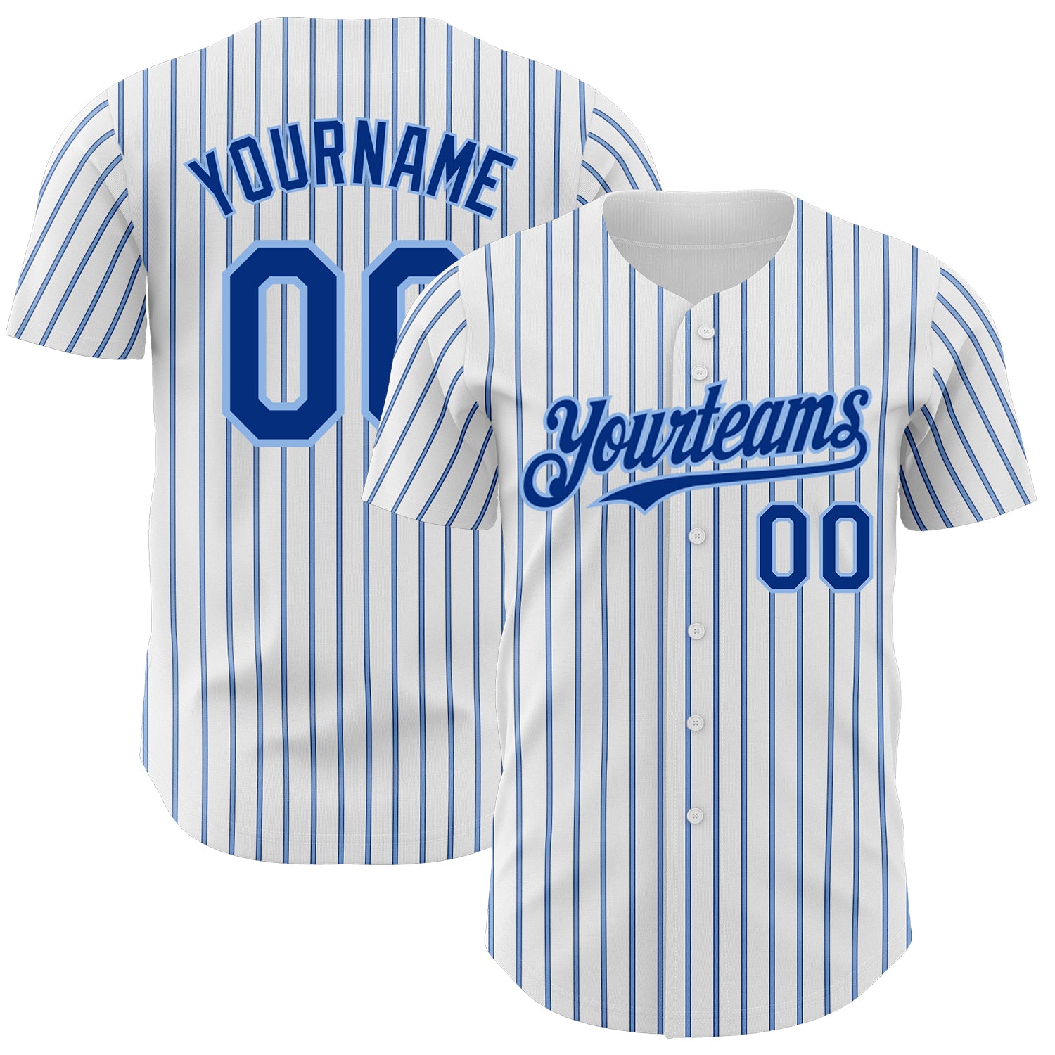 Custom Royal Light Blue Pinstripe Baseball Jersey - Personalized Team Name & Number Personalized White (Royal Light Blue