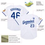 Custom Name & Number Baseball Jersey - Personalized White Royal Mesh Authentic Throwback Personalized White Royal Mesh Authentic