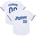 Custom Name & Number Baseball Jersey - Personalized White Royal Mesh Authentic Throwback Personalized White Royal Mesh Authentic