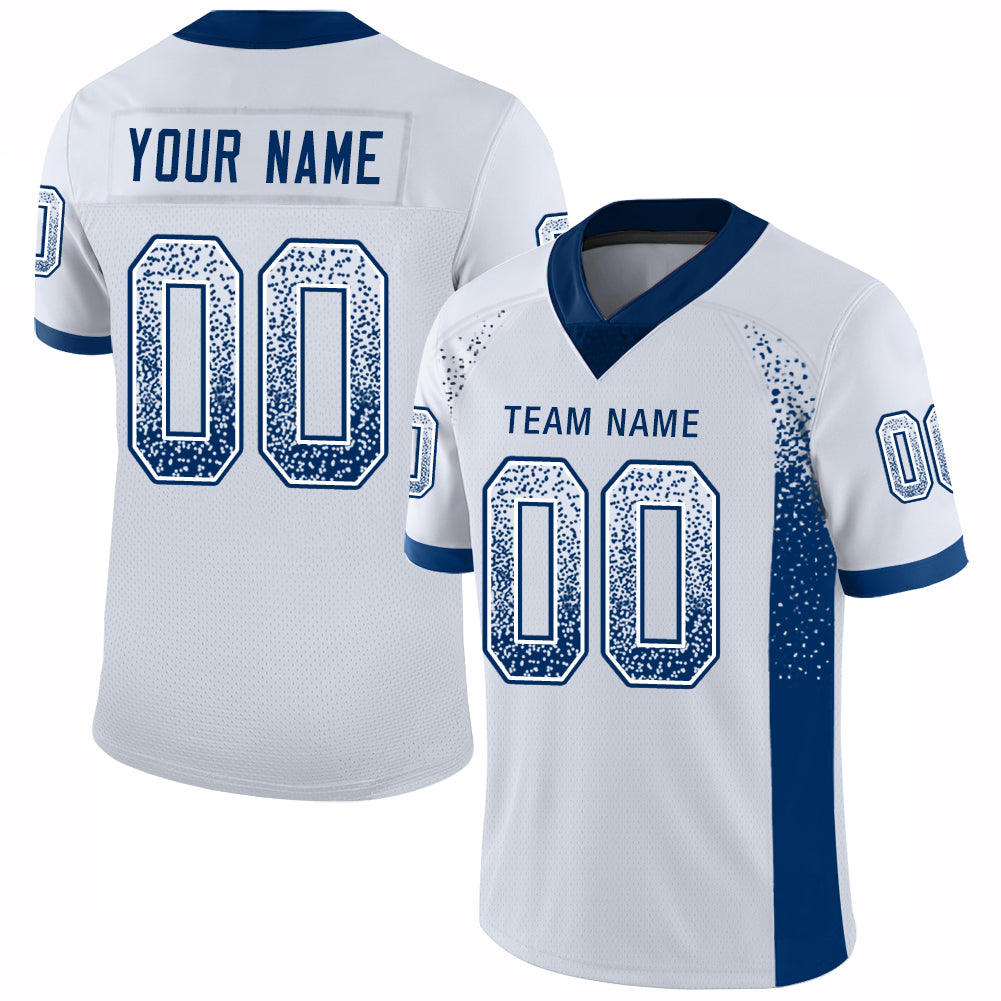 Custom Name Number White Royal Mesh Drift Football Jersey Personalized Design Personalized White Royal Mesh Drift Fashion