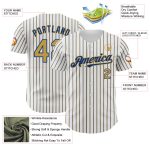 Custom Name and Number Baseball Jersey - Personalized White and Old Gold Pinstripe Authentic Jersey Personalized White (Royal