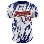Customizable 3D Pattern Baseball Jersey with Personalized Name and Number - White Royal-Orange Abstract Design Personalized