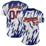 Customizable 3D Pattern Baseball Jersey with Personalized Name and Number - White Royal-Orange Abstract Design Personalized