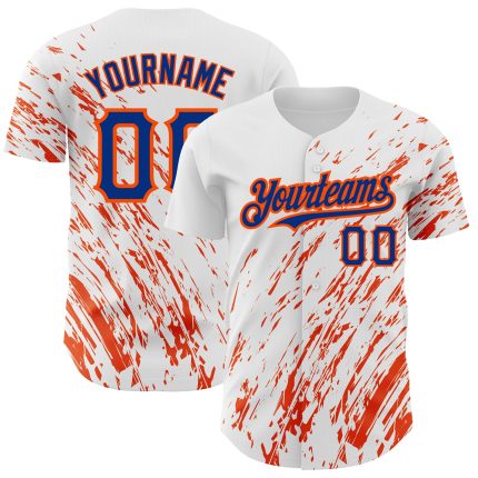 Custom Name and Number Baseball Jersey - Personalized White Royal-Orange 3D Pattern Design Authentic Team Gear Personalized