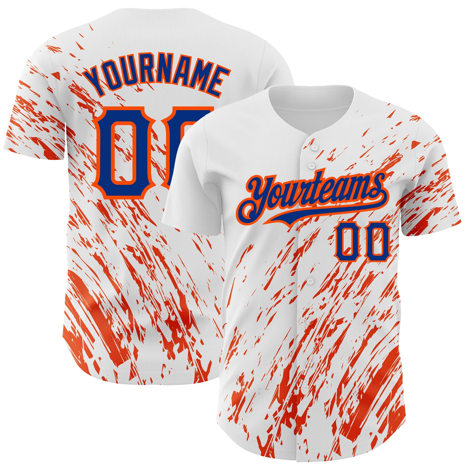 Custom Name and Number Baseball Jersey - Personalized White Royal-Orange 3D Pattern Design Authentic Team Gear Personalized