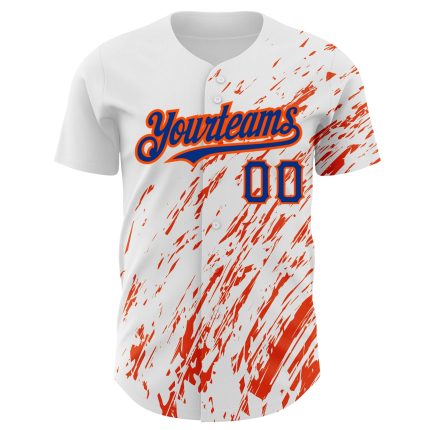 Custom Name and Number Baseball Jersey - Personalized White Royal-Orange 3D Pattern Design Authentic Team Gear Personalized
