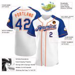 Custom Team Name Number Personalized Baseball Jersey White Royal Orange Raglan Sleeves Personalized White Royal-Orange Authentic