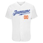 Custom Name and Number Baseball Jersey - White Royal-Orange Authentic Skull Fashion Personalized White Royal-Orange Authentic