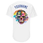 Custom Name and Number Baseball Jersey - White Royal-Orange Authentic Skull Fashion Personalized White Royal-Orange Authentic