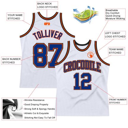 Custom Orange Black Personalized Basketball Jersey with Name and Number - Authentic Throwback White Team Apparel Personalized