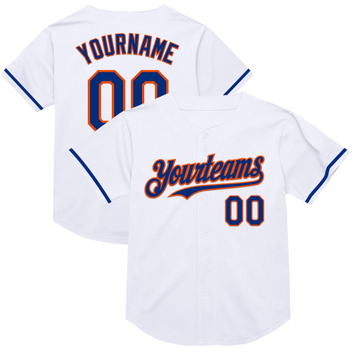 Custom Royal-Orange Mesh Baseball Jersey with Personalized Name and Number | Authentic Throwback Team Design Personalized