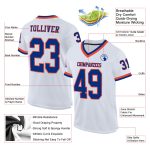 Custom Personalized Authentic Throwback Football Jersey - White Royal-Orange Mesh with Team Name and Number Personalized