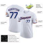 Custom Team Performance T-Shirt with Personalized Name and Number, White Royal-Orange Personalized White Royal-Orange Performance