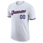 Custom Team Performance T-Shirt with Personalized Name and Number, White Royal-Orange Personalized White Royal-Orange Performance