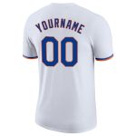 Custom Team Performance T-Shirt with Personalized Name and Number, White Royal-Orange Personalized White Royal-Orange Performance