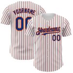 Personalized Orange-Royal Authentic Baseball Jersey with White Royal Orange Pinstripe Personalized White (Royal Orange Pinstripe)