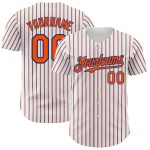 Personalized Orange-Royal Baseball Jersey with Custom Name and Number - White and Royal Orange Pinstripe Design Personalized