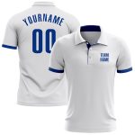 Custom Name and Number Personalized Royal Performance Golf Polo Shirt - White Personalized White Royal Performance Golf Polo