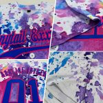Personalized Custom Name and Number Baseball Jersey - White Royal-Pink 3D Pattern Watercolor Design Personalized White Royal-Pink