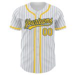 Custom Name Number Personalized Gold Pinstripe Baseball Jersey - Authentic White Team Jersey Personalized White Royal Pinstripe