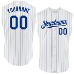 Personalized Light Blue Authentic Baseball Jersey with Custom Name & Number - White Royal Pinstripe Sleeveless Design Personalized