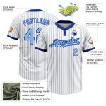 Personalized Custom Name and Number Light Blue Unisex Two-Button Softball Jersey - White Royal Pinstripe Design Personalized