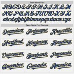 Custom Name Number Personalized Unisex Softball Jersey in White Royal Pinstripe and Old Gold - Two-Button Design Personalized