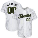 Custom Name and Number Memorial Day Baseball Jersey - Personalized White Royal Pinstripe Olive-Black Design Personalized