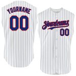 Custom Orange Pinstripe Baseball Jersey - Personalized Sleeveless with Name & Number, White Royal Team Design Personalized