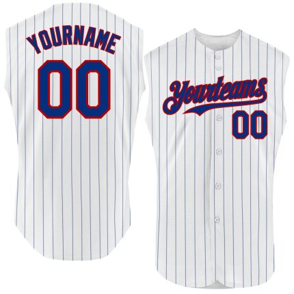 Custom Orange Pinstripe Baseball Jersey - Personalized Sleeveless with Name & Number, White Royal Team Design Personalized