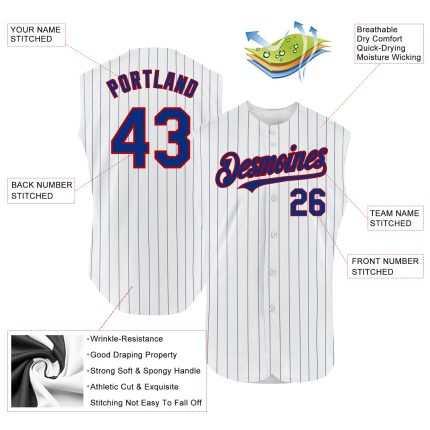 Custom Orange Pinstripe Baseball Jersey - Personalized Sleeveless with Name & Number, White Royal Team Design Personalized