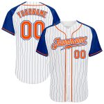 Custom Orange-Royal Baseball Jersey with Personalized Name and Number - White Royal Pinstripe Authentic Raglan Sleeves Personalized
