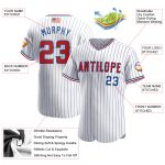 Personalized American Flag Baseball Jersey with Custom Name and Number - White Royal Pinstripe Red-Royal Fashion Jersey Personalized