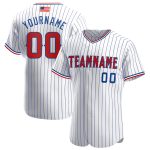 Personalized American Flag Baseball Jersey with Custom Name and Number - White Royal Pinstripe Red-Royal Fashion Jersey Personalized