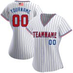 Personalized American Flag Baseball Jersey with Custom Name and Number - White Royal Pinstripe Red-Royal Fashion Jersey Personalized