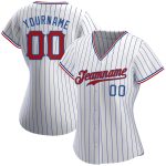 Custom Name and Number Authentic Red-Royal Baseball Jersey - Personalized White Royal Pinstripe Design Personalized White