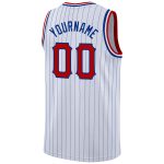 Custom Red-Royal Basketball Jersey with Personalized Name & Number - White Royal Pinstripe Authentic Personalized White Royal