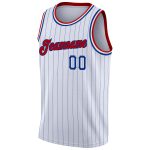 Custom Red-Royal Basketball Jersey with Personalized Name & Number - White Royal Pinstripe Authentic Personalized White Royal